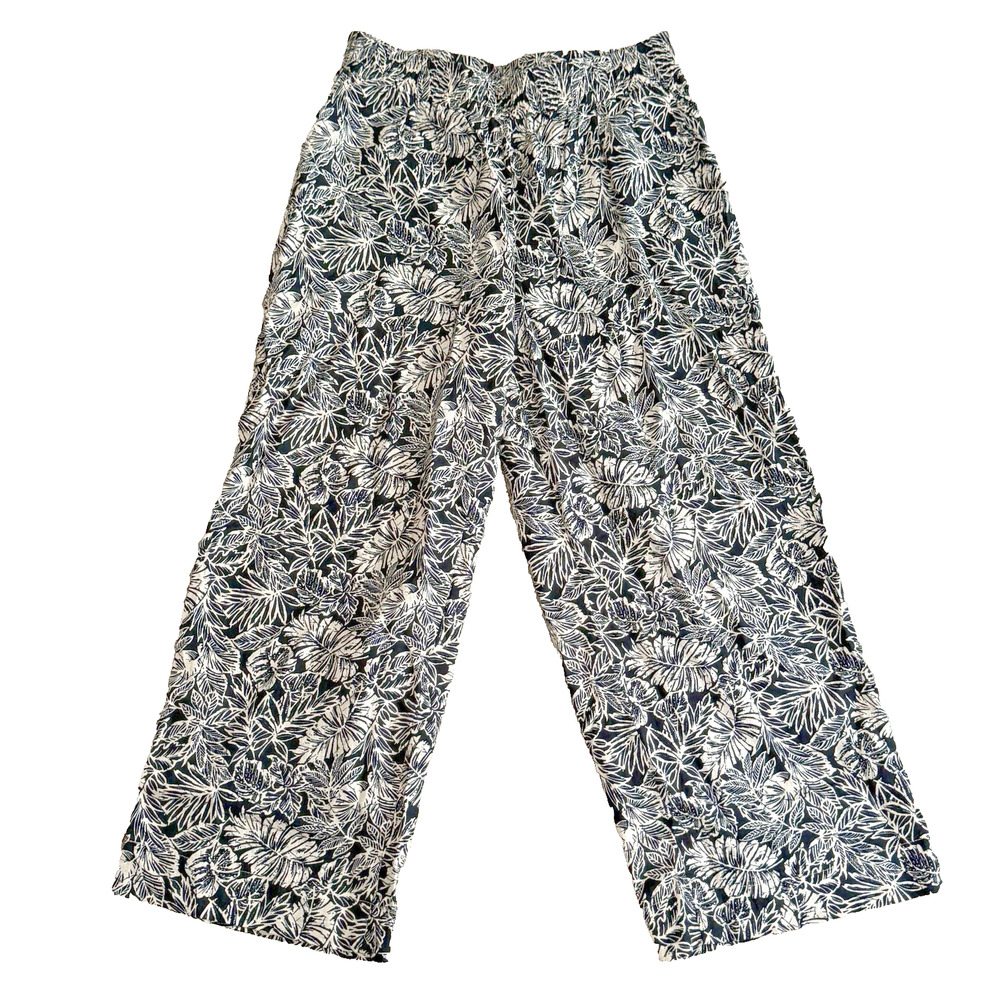 Sigrid Olsen Pants Womens Size Large Pull On Tropical Linen/Rayon Blend